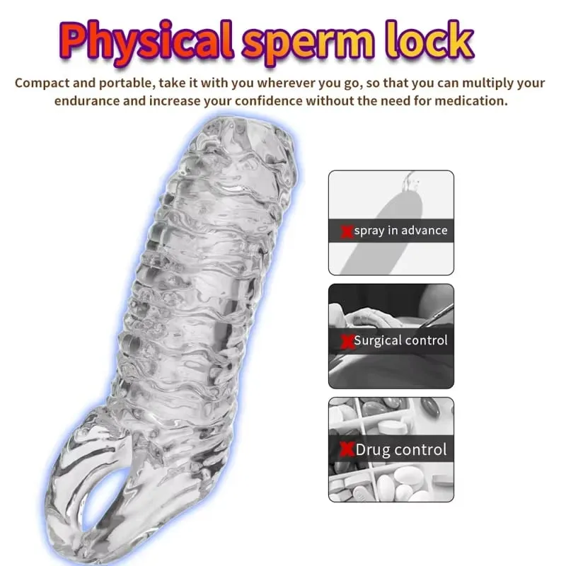 Male Realistic Penis Sleeve Extender Cock Sleeve Dick Enlargement Delay Ejaculation Cock Rings Reusable Condom Sex Toys For Men