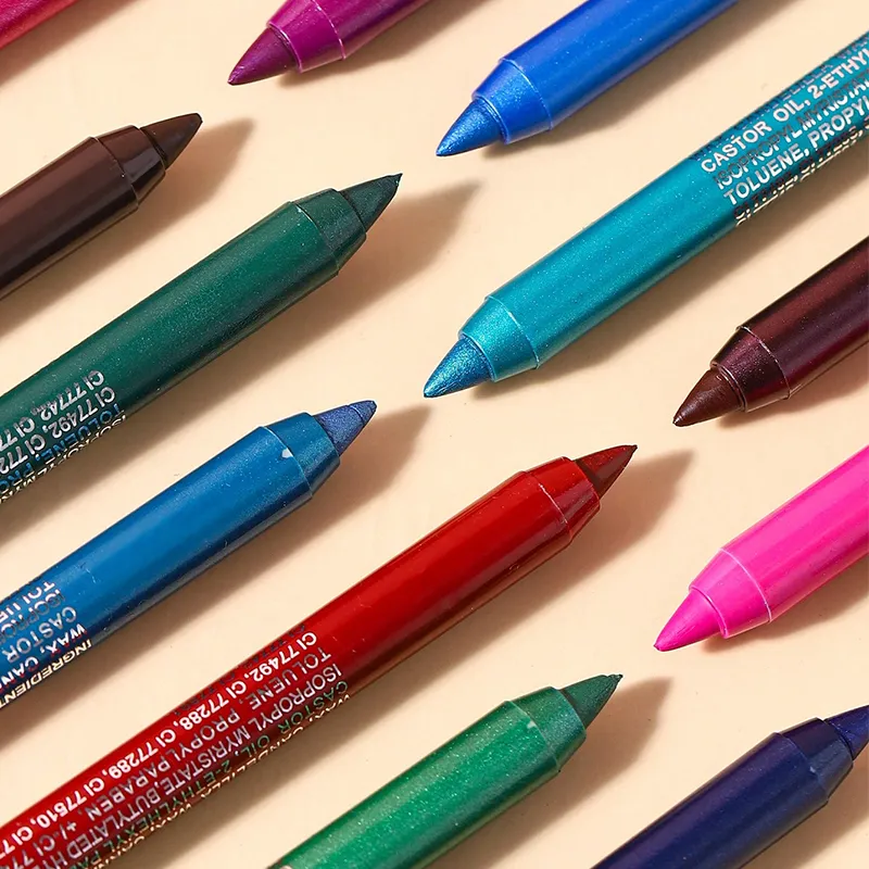 1Pc Waterproof Blue Green Eyeliner Pencil Smudge-Proof Long-Lasting Pearlescent Glitter Eye Liner High Pigmented Punk Eye Makeup — image 6