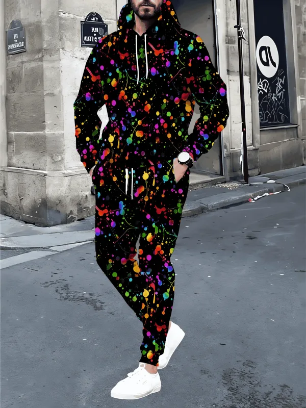 Color Graffiti 3D Printed Hoodie Suit Autumn Men Sweatshirts Sweatpants Casual Fashion Two Piece Tracksuit Set Men's Clothing
