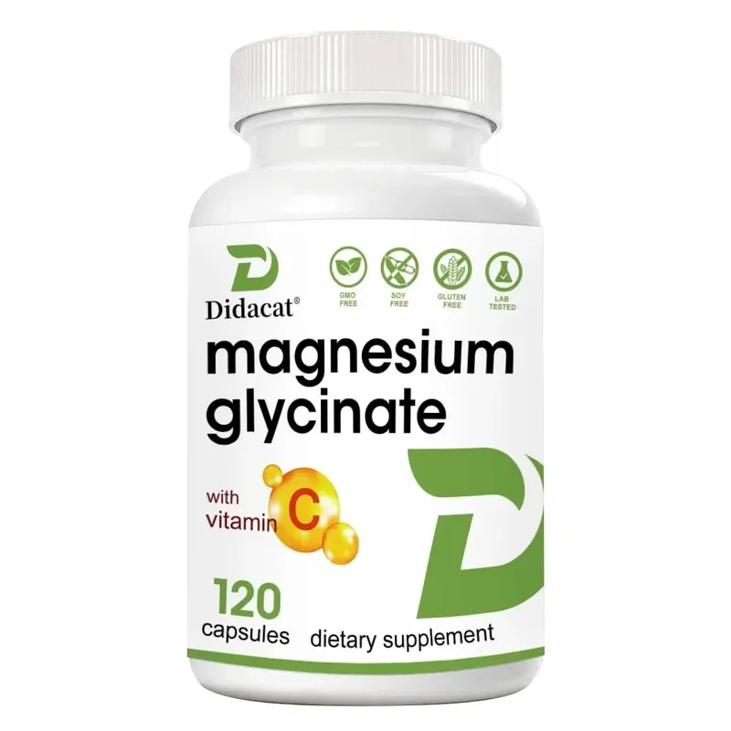 Glycinát hořečnatý 1000 Mg 120 vegetariánských tobolek – vysoce čištěný stopový minerál pro svalové klouby srdce a zdraví trávení