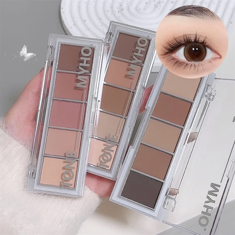 5-color Eyeshadow Palette Matte Natural Brown Portable Bronzers Cosmetic Contouring Shadow Earth Color Eye Shadow Makeup Palette