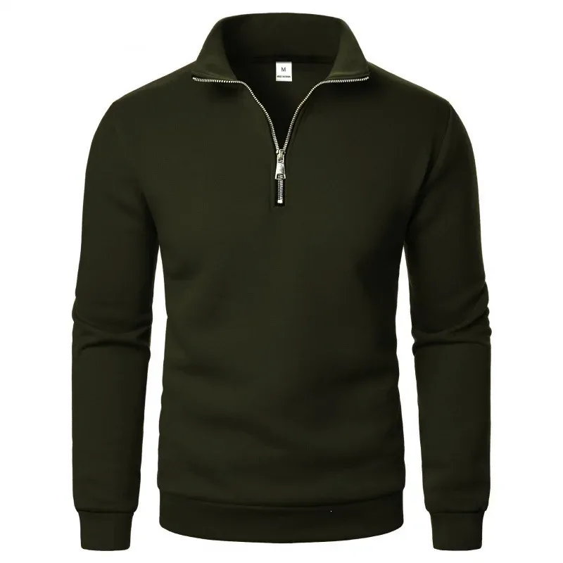 Spring Autumn new Casual Half Zipper stand collar sweatshirt Trend Simple slim men Pullover long sleeve tops Men's sweatshirt