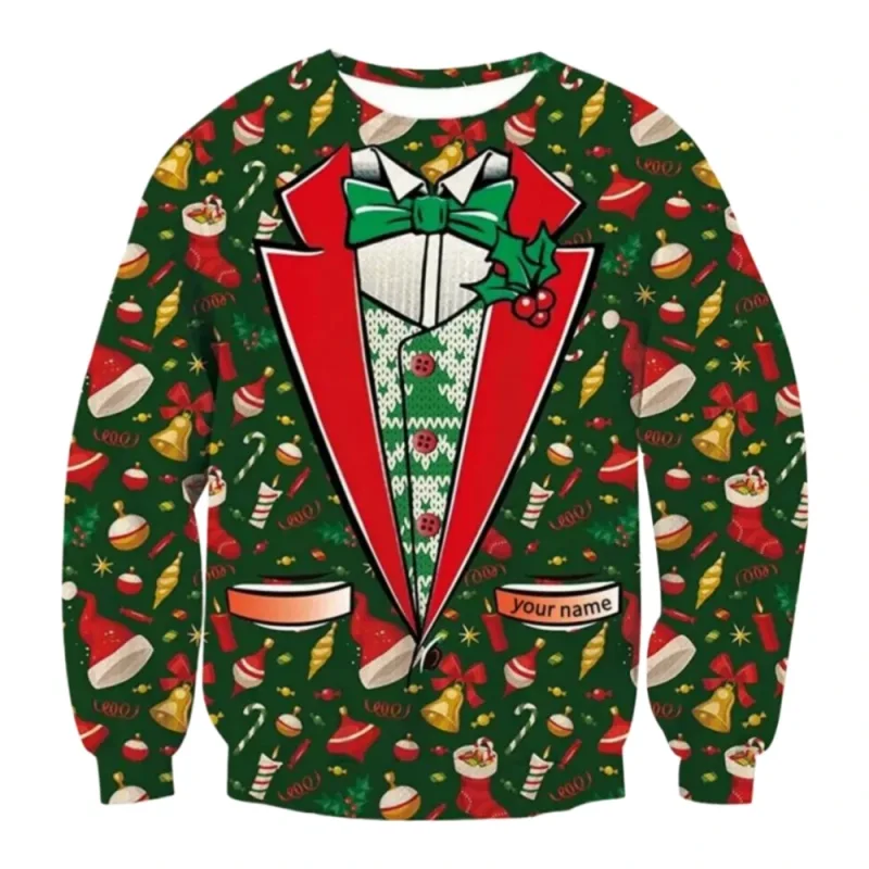 Funny Christmas Sweater Men Women Pullover Xmas Sweatshirt Ugly Graphic Y2k Sweatshirts for Holiday Party Loose Men's Clothing
