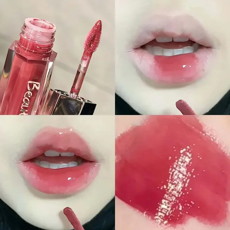 Ice Transparent Brun Lip Gloss Fugtgivende Glossy Flydende læbestift Nude Water Light Glas Spejl Lip Glaze Langtidsholdbar makeup