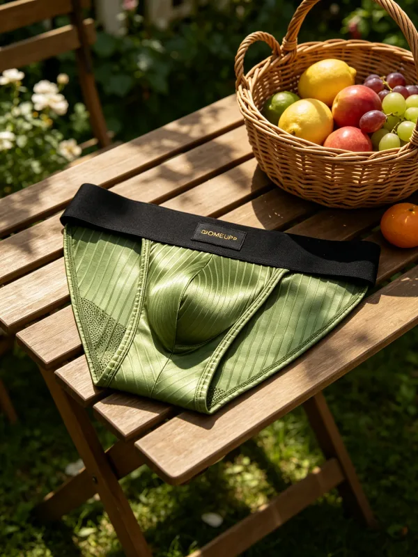 3PCS Men's 3D Pouch Briefs Vertical Stripe Satin Mesh Combo High Elastic Waist Simple Fashion Home Daily Underwear