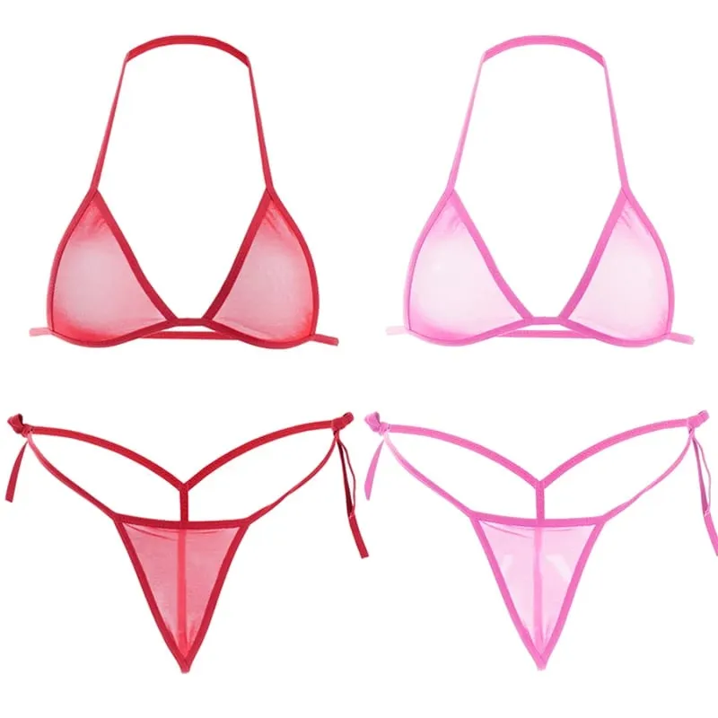 Set Lingerie Seksi Wanita 2 Buah Set Bra Tanpa Kawat Jaring Ultratipis Lingerie Set Pakaian Dalam Eksotis Transparan Wanita Ultra Panas — image 14