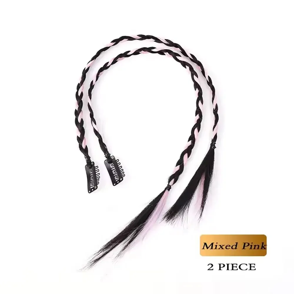 Synthetic 2pcs Braid Wig With Strong BB Clip Y2k Spice Girl Boxing Braid Ponytail Lightweight Box Braid Ponytail Piece for Women — image 12
