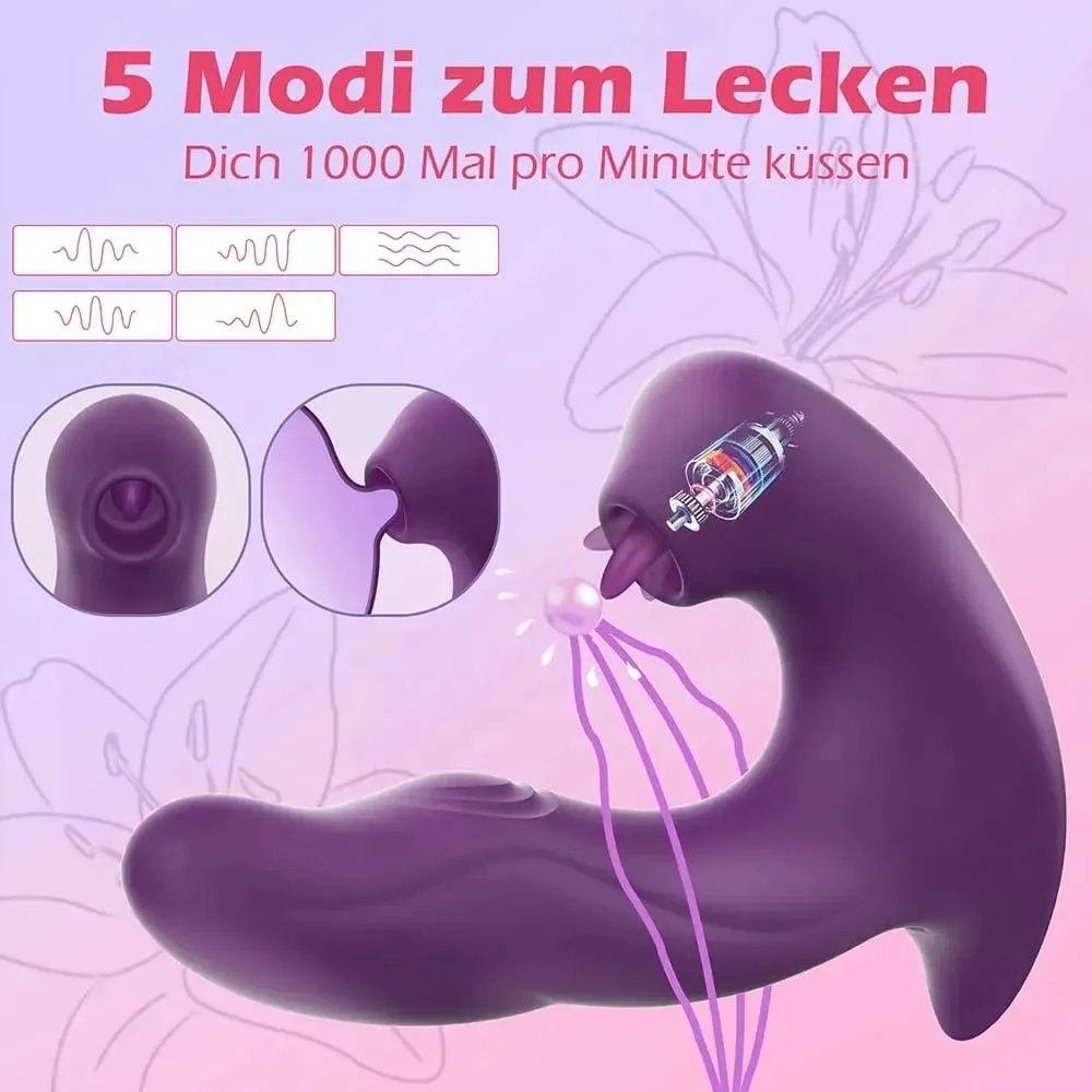 3 in 1 Clitoral Sucking Vibrator For Women 15 Modes Tongue Licking Dildo and Clitoris Vacuum Stimulator Adult Sex Toys