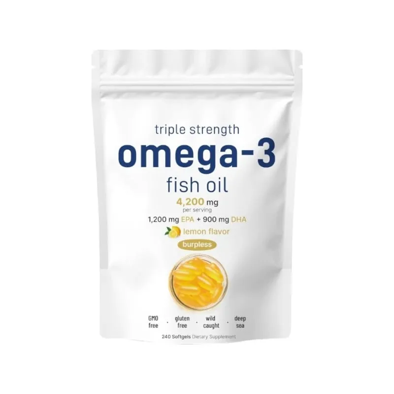 Triple Strength Omega 3 rybí olej doplňky 4200 mg EPA bez odřeniny s citronovou příchutí 1200 mg DHA 900 mg 240 měkkých gelů — image 9