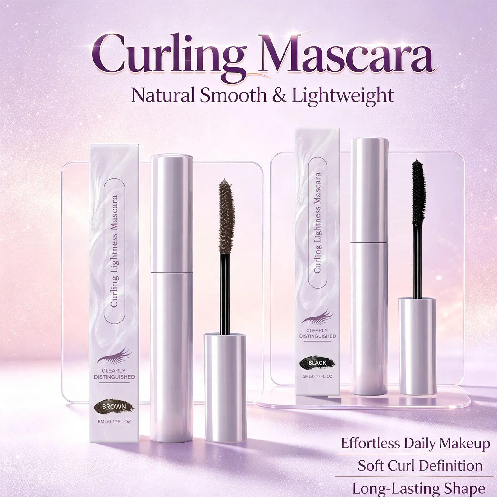 Curling Mascara Natural Lifted Lashes Waterproof Anti-Smudge Long Lasting Curling Strengthen Lashes Eye Cosmetic Black & Brown — image 6