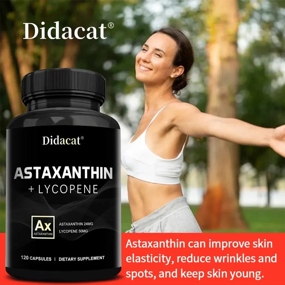 アスタキサンチン 24mg + リコピン 50mg 微細藻類からの天然抗酸化物質 アスタキサンチン サプリメント 目の皮膚の健康をサポート 非遺伝子組み換え