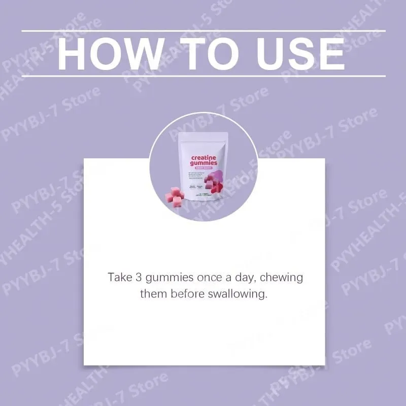 Berry Creatine Gummies Serving Monohydrate Chewable Supplement Easy Daily Intake Muscle Recovery Strength Support Muscle Growth