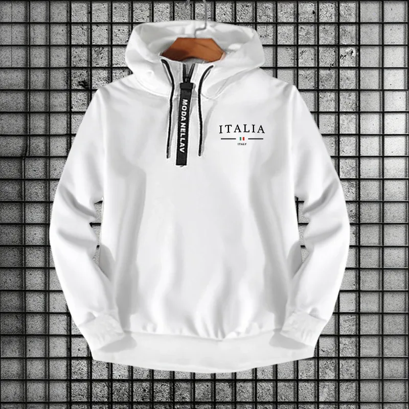 2026 New Arrival Half Zipper Hoodie Italy Fashion Hooded Long Sleeve Sweatshirts Autumn Winter Daily Casual Sports Warm Pullover