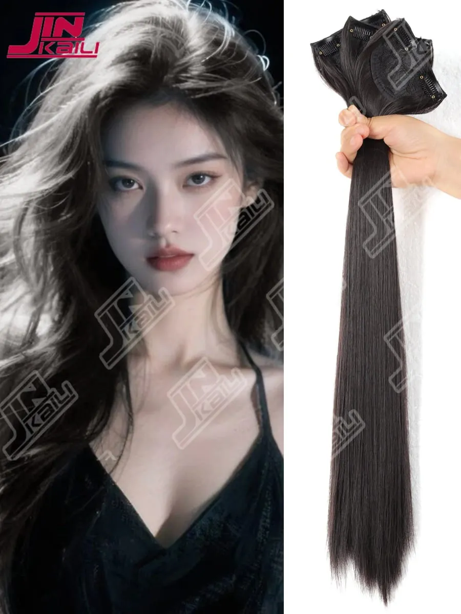 JKL Long Hair Extension Pieces Realistic Volume Boost Invisible Traceless Three Piece Set Asian Synthetic Hair Extensions