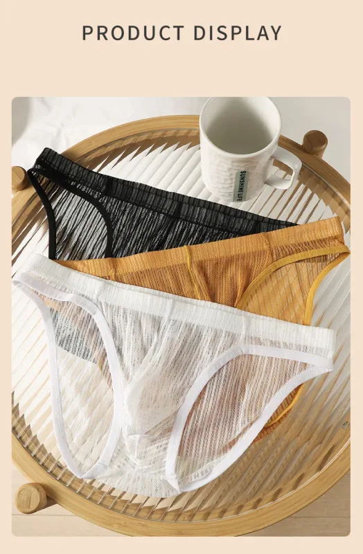 Transparent Underwear for Men See Through Briefs Bulge Pouch Underpants Soft Undies Male See Through Panty Ultra Thin Lingerie