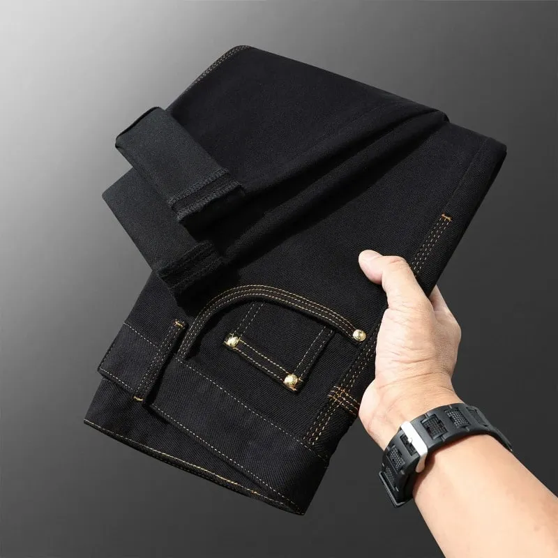 2026 New Black Jeans Men Versatile Slim Fit Skinny Leg Casual Trendy High-End Fashion Pants
