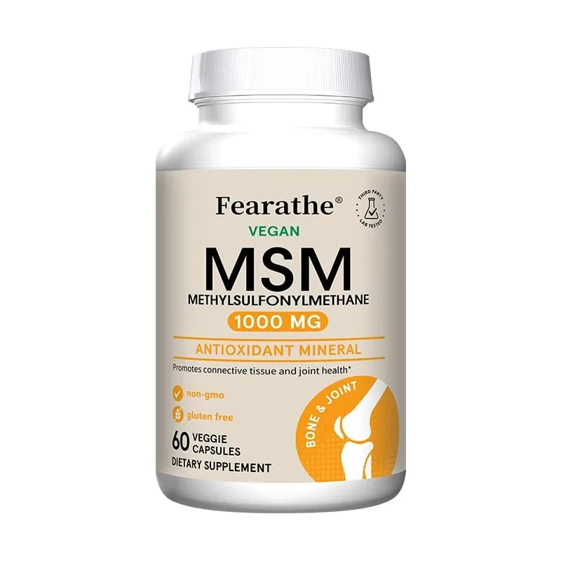 Farathe 메틸설포닐메탄(MSM) 1000 Mg 항산화제는 관절 건강의 균형 잡힌 칼슘 흡수를 촉진합니다. Non-GMO 글루텐 프리