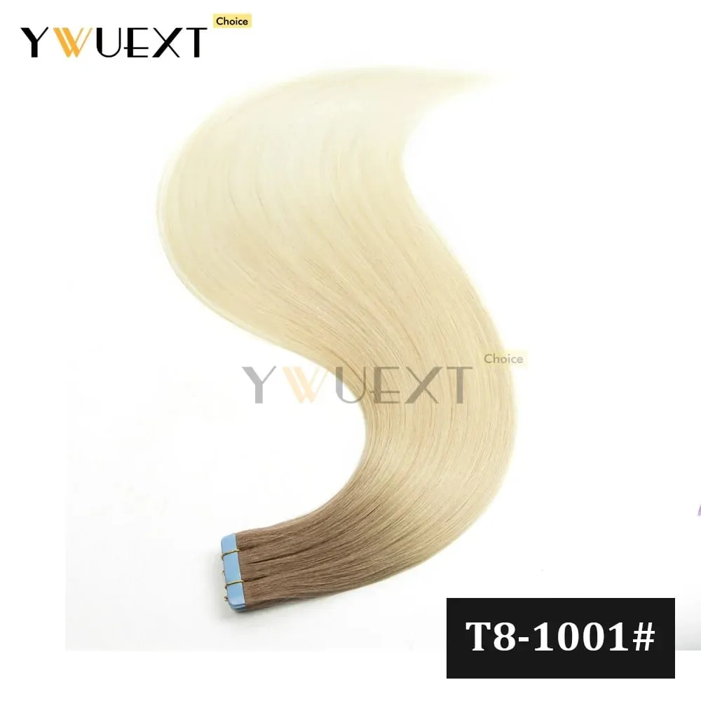 20pcs/Pack Gradient Colors Tape in Human Hair Extensions Add Volume And Length for Women 30g 16-20 inches Salon Quality YWUEXT