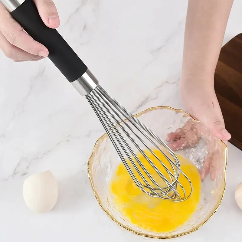 9-inch Stainless Steel Eggs Whisk - Lightweight Hand Mixer for Baking & Cooking Comfortable Grip Handle Easy Clean Kitchen Tool