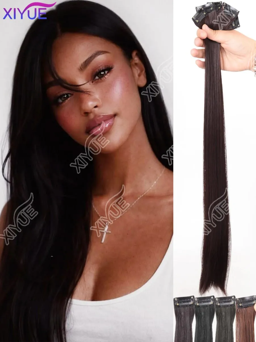 24 inch synthetic hair extension Wig patch invisible seamless for women 5-piece set straight to increase hair volume — image 2