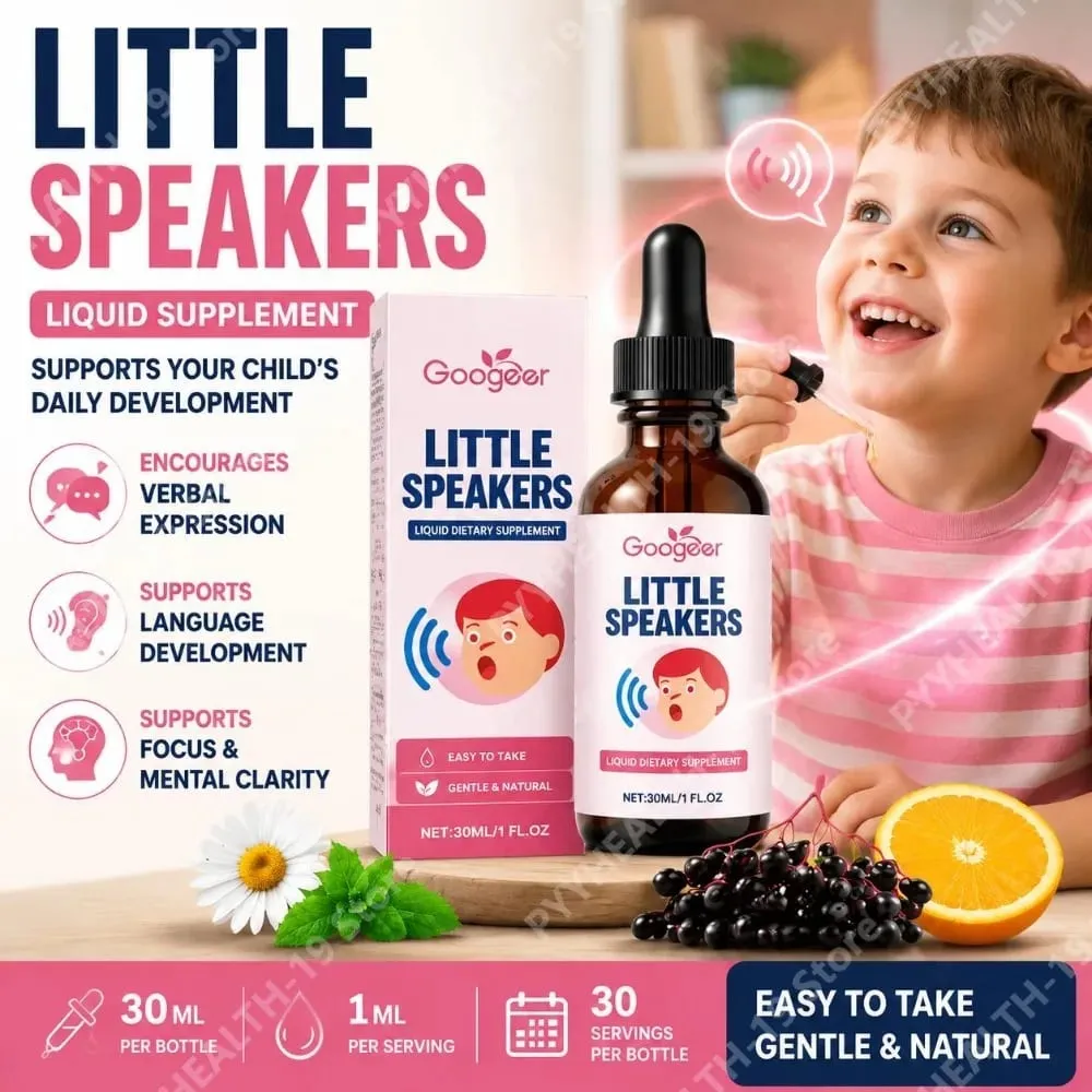 Googeer Little Speakers Liquid Supplement Vitamin B12 D3 Zeolite For Verbal Expression Language & Focus Support Kids 30ml