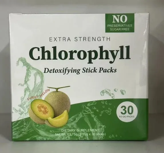 Chlorophyll Chlorophyllin 120mg Detox Stick Packs 30ct Sugar Free Prebiotic Gut Health Daily Support Non GMO Keto Supplement
