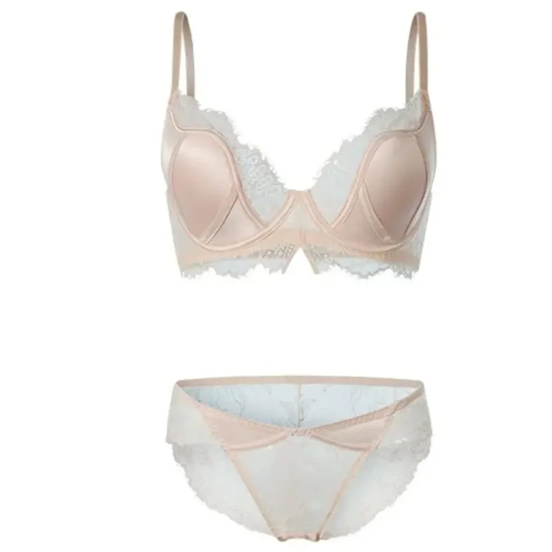 Elegant French Satin Lace Bra Sexy Push Up Minimizer Full Coverage Anti Sagging Wireless Thin Luxury Lingerie 32-38AB
