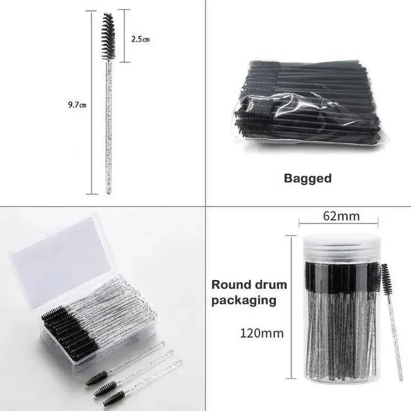 50Pcs Disposable Mascara Wands Eyebrow Spoolies Brush for Eyelash Extensions Lash Brushes with Container