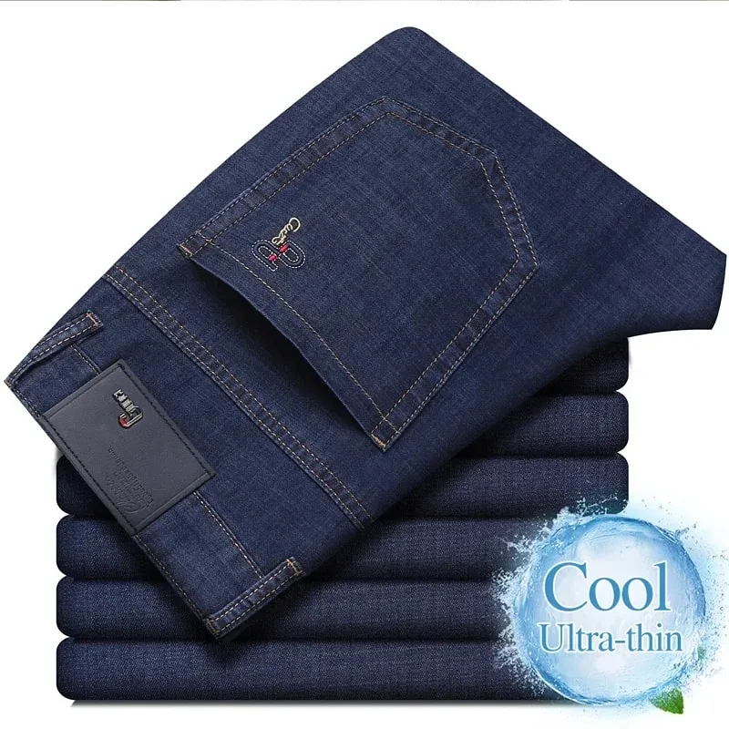 Nye mænds sommer ultratynde jeans Mode Business Komfortable bløde afslappede denimbukser Lette elastiske bukser med lige ben