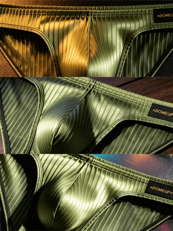 3PCS Men's Briefs Vertical Stripe Fabric Pouch Slim Fit Light Breathable Daily Casual Underwear Daily Casual Underwear for Men