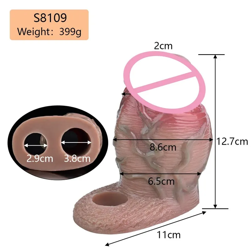 7.2in Realistic Penis Sleeve Reusable Penis Sleeve with Cock Ring Silicone Penis Enlarger Sleeve Male Adult Sex Toy for Men