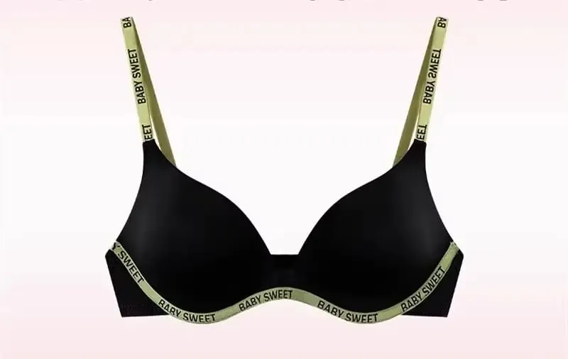 Stylish Vivid Color Dopamine Lingerie Sexy Boost Small Breast Wireless Soft Daily Casual Home Dating Plus Size 32-38 Bra Set Hot