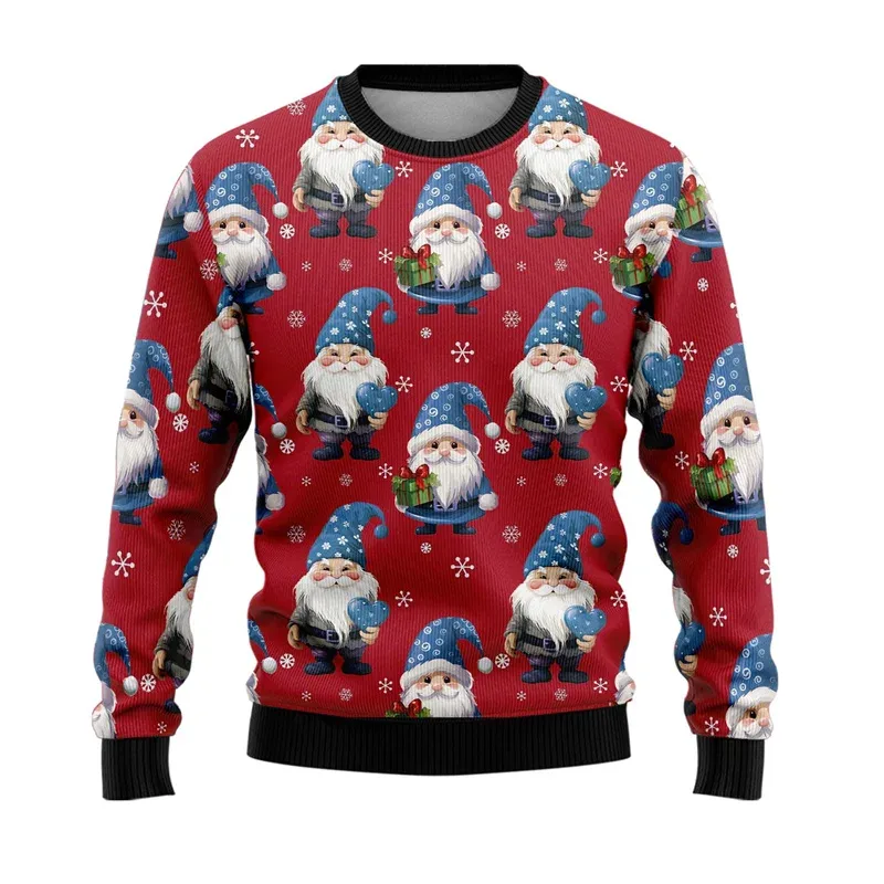 3D Printed Cartoon Santa Claus Sweatshirt For Men Merry Christmas Pattern Hoodies Casual Harajuku Loose Tops Round Neck Pullover — image 4