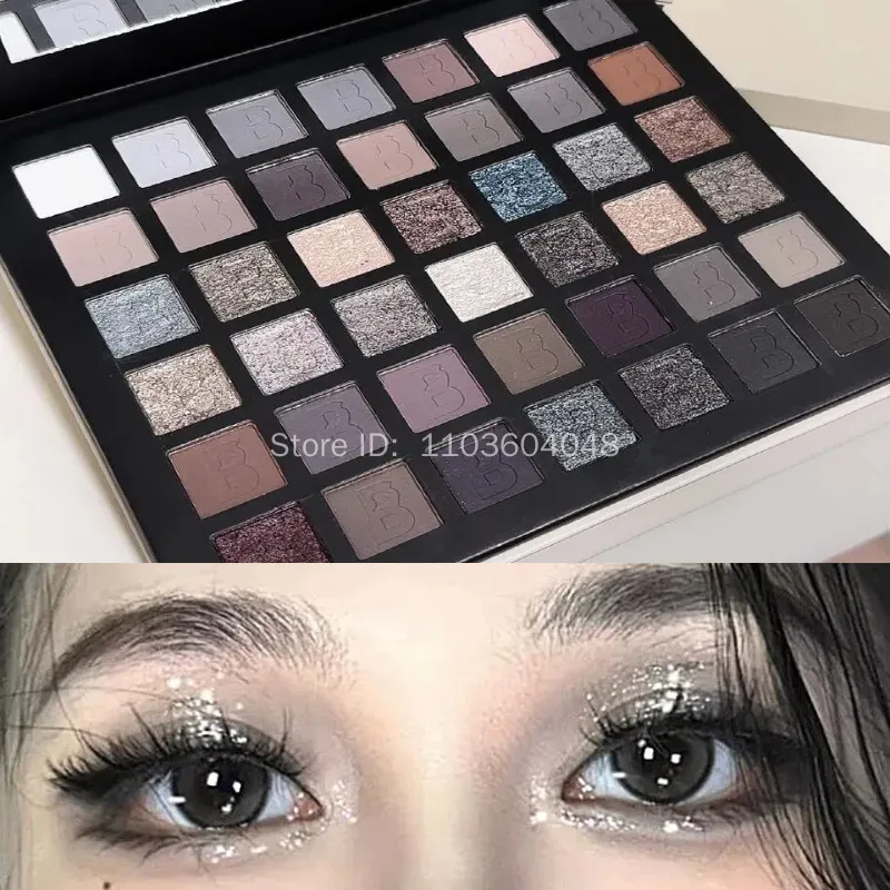 Smoked Eye Shadow Plate Pearlescent Shimmer Eyeshadow Matte Glitter Pigment Waterproof Long Lasting Eye Makeup 42 Colors