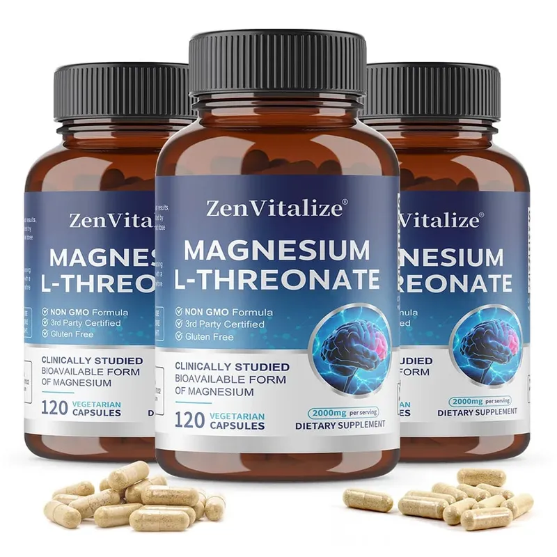 Magnesium L-Threonate Capsules Brain Focus Memory Nerve Health Muscle Strength Sleep Quality & Stress Relief Support