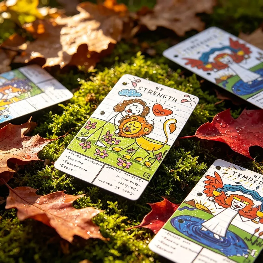 Doodle Tarot Cards 78 English Version Divination Borad Games Cards Game Cute Hand-Drawn for Beginners & Spiritual Reading