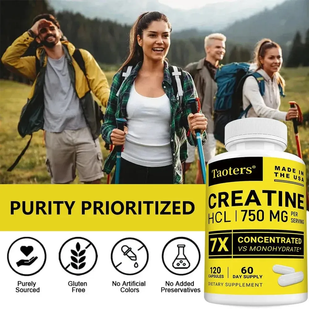 HCL Creatine Supplement Enhances Focus Strength and Endurance Suitable for Both Men and Women Gluten-free Non-GMO