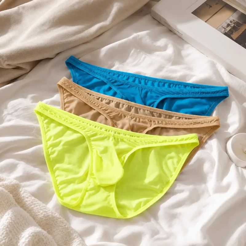 Quick-Dry Ultra-Thin Ice Silk กางเกงชั้นในชายไม่มีรอยต่อชุดชั้นใน U-Pouch ชุดชั้นในกางเกงตาข่าย Travel