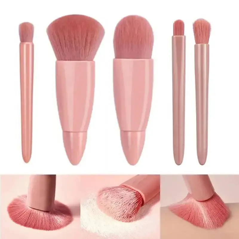 Complete Cosmetic Brushes Small Function Kit 5pcs With Case And Mirror Travel Size Makeup Brushes Set Mini Makeup Brushes — image 3