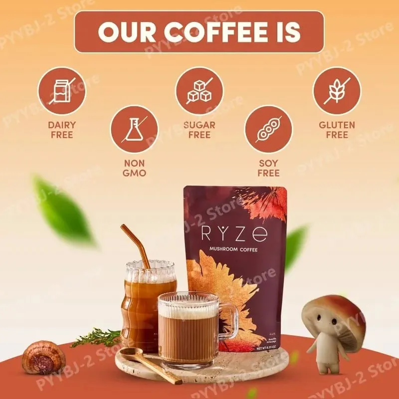 مسحوق مستخلص الفطر العضوي مع مزيج زيت MCT المتكيف 6 أنواع من الدعم الغذائي اليومي مكمل تركيبة ناعمة — image 2