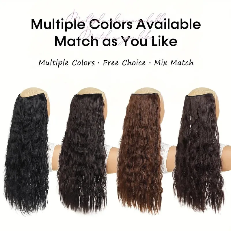 Synthetic Wig Extensions Long Curly Corn Perm One Piece Clip In Hairpiece for Women Instant Length