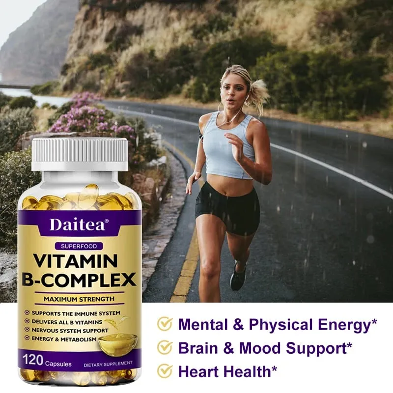 Vitamin B-Complex Capsules - Energy Immune & Nervous System Support Relieve Stress Improve Digestion