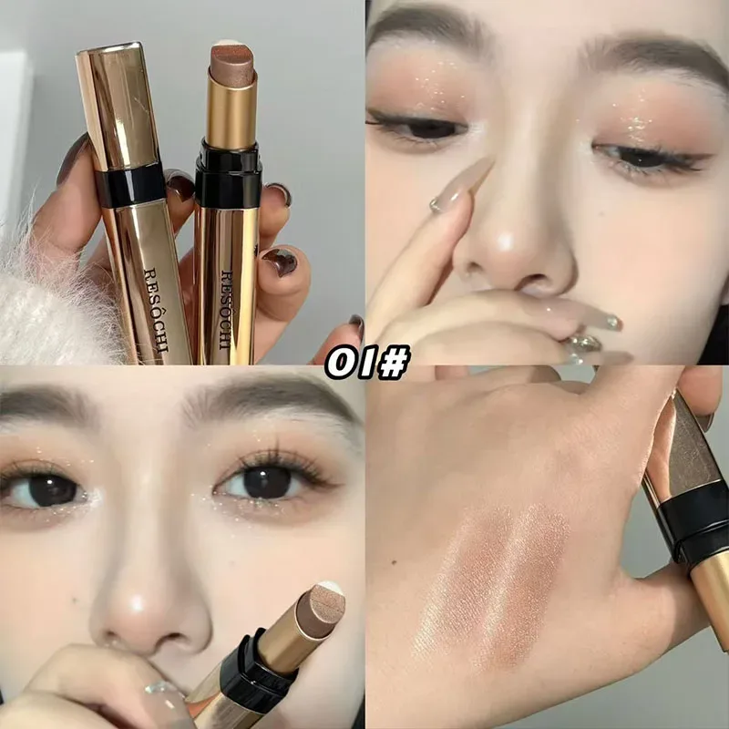 Three Color Gradient Pearlescent Eye Shadow Stick Water&Sweatproof Non-smudge Three Dimensional Natural Lazy Eye Shadow Pen