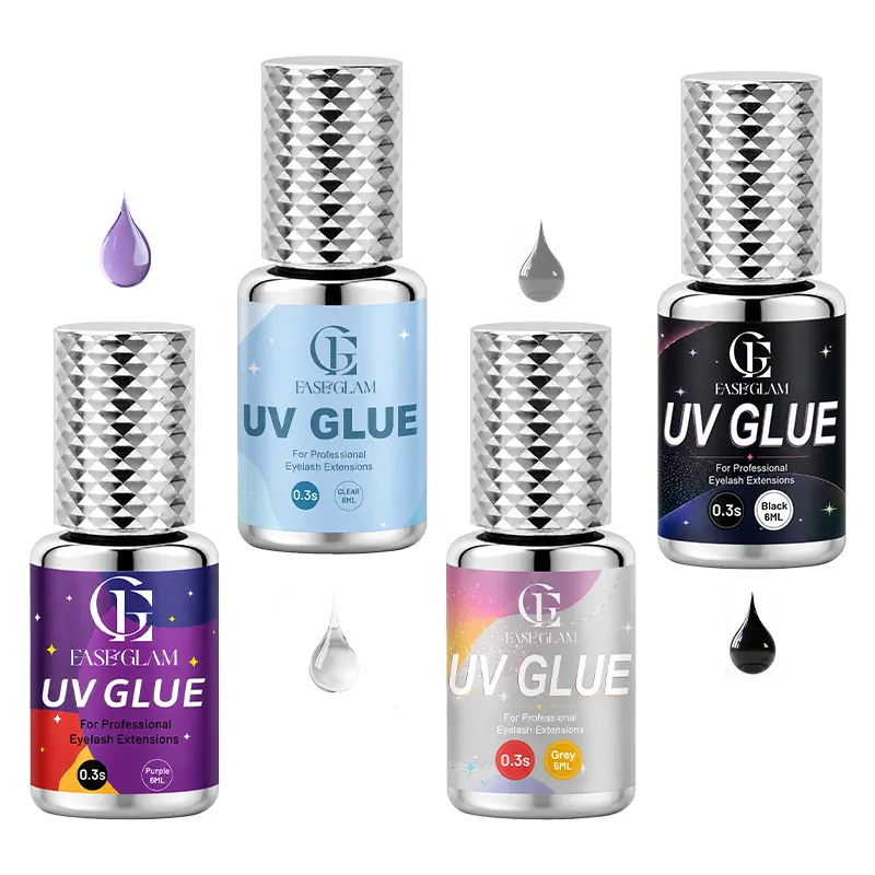 EaseGlam 0.3S UV Eyelash Glue for Lash Extension Low Irritation Strong UV Lash Glue for Makeup Black Purple Led Adhesive 4 Color — image 1