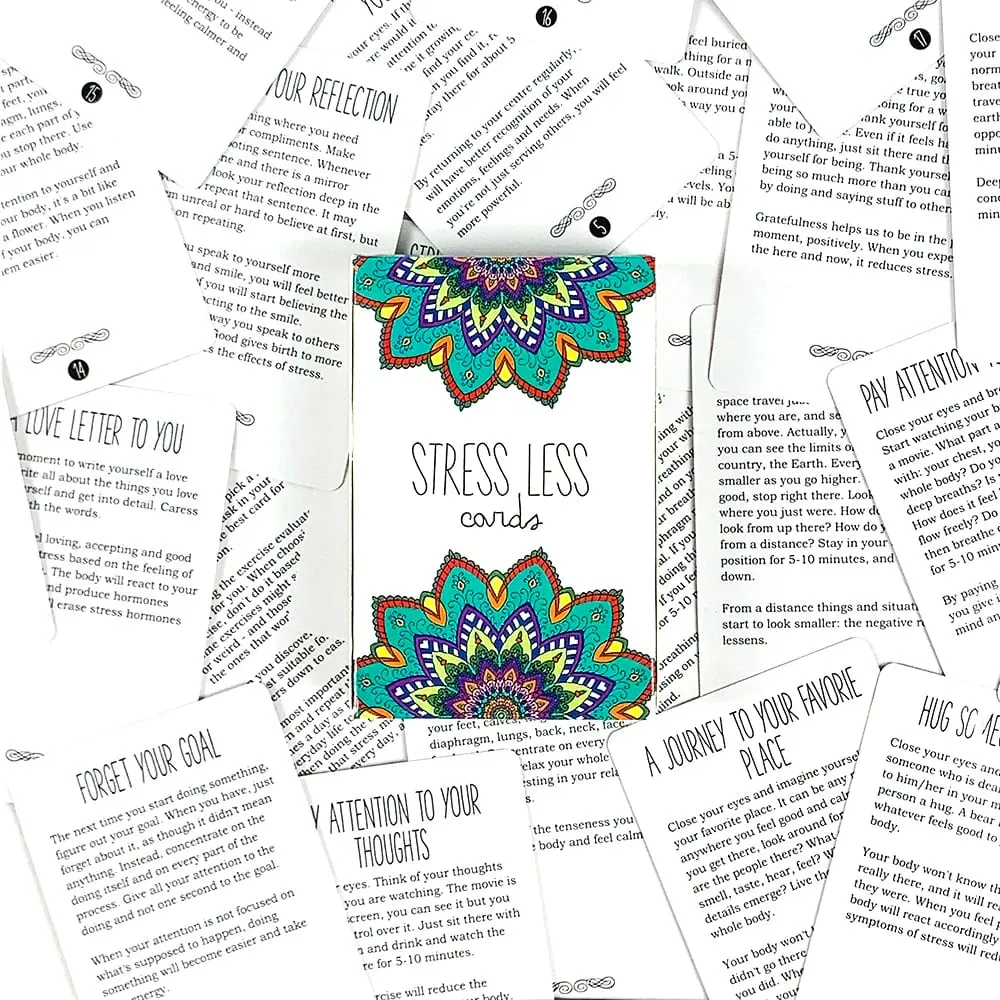 Sunny Present Stress Less Cards Helps Relieve Stress And Anxiety Cards Game Perfect For Halloween Christmas New Year Gifts