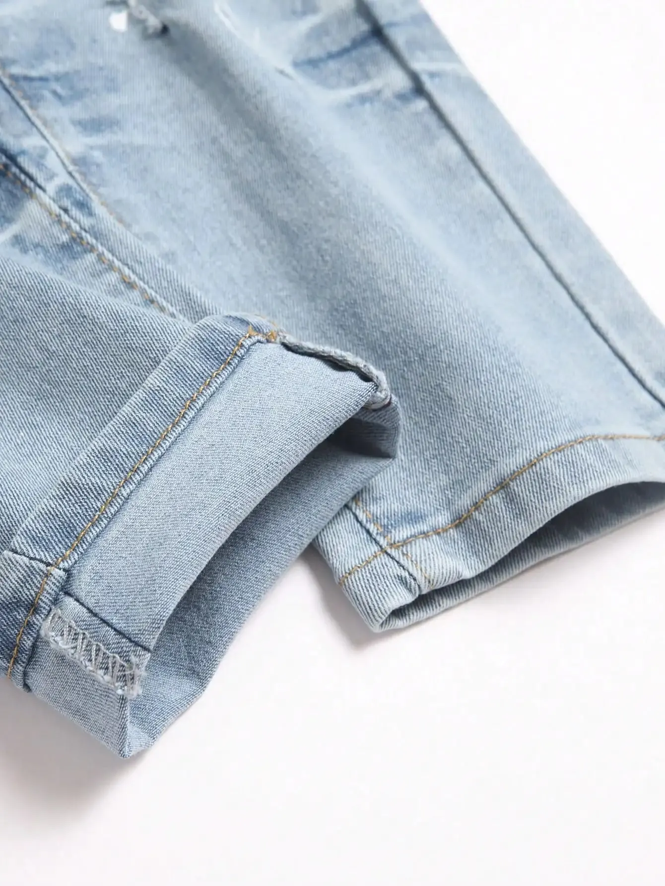 High Stretch Men Distressed Denim Jeans Ripped Hole Pink Biker Patches Paint Slim Fit Denim Trousers Casual Street Hip Hop Pants — image 4