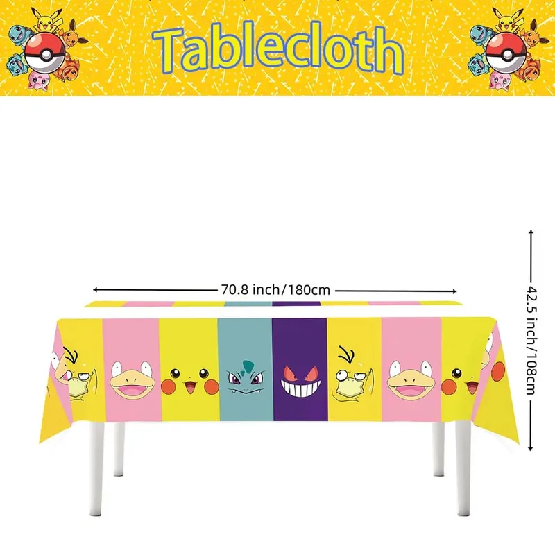 Mantel desechable de Pokemon para decoración de cumpleaños, mantel de Pikachu, regalos de cumpleaños para niños, suministros de baño para bebé, 1/10 Uds.