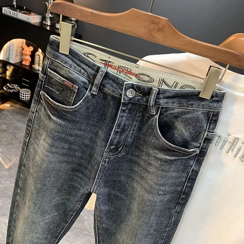 2025 New Micro Haren Conical Jeans for Men's Autumn Trendy Versatile Casual Elastic Loose Small Legged Pants