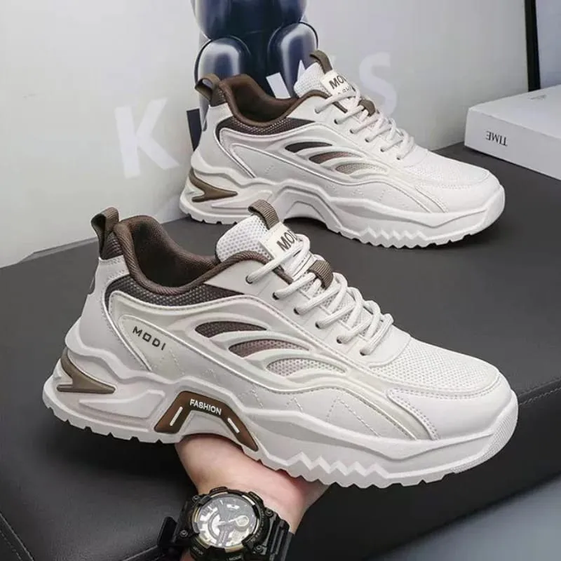 Men Sneakers Spring Summer Breathable Mesh Casual Shoes Platform Chunky Dad Footwear Lace Up Walking Running Shoes