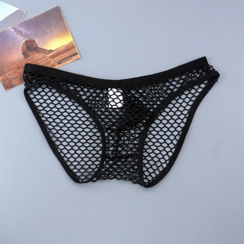 Sexy Man Fishnet Mesh Underwear See Through Male Briefs Breathable and Comfortable High Quality Low Waist Panties — image 4